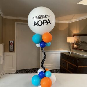 tall table topper centerpiece with custom latex topper by Festive Balloons